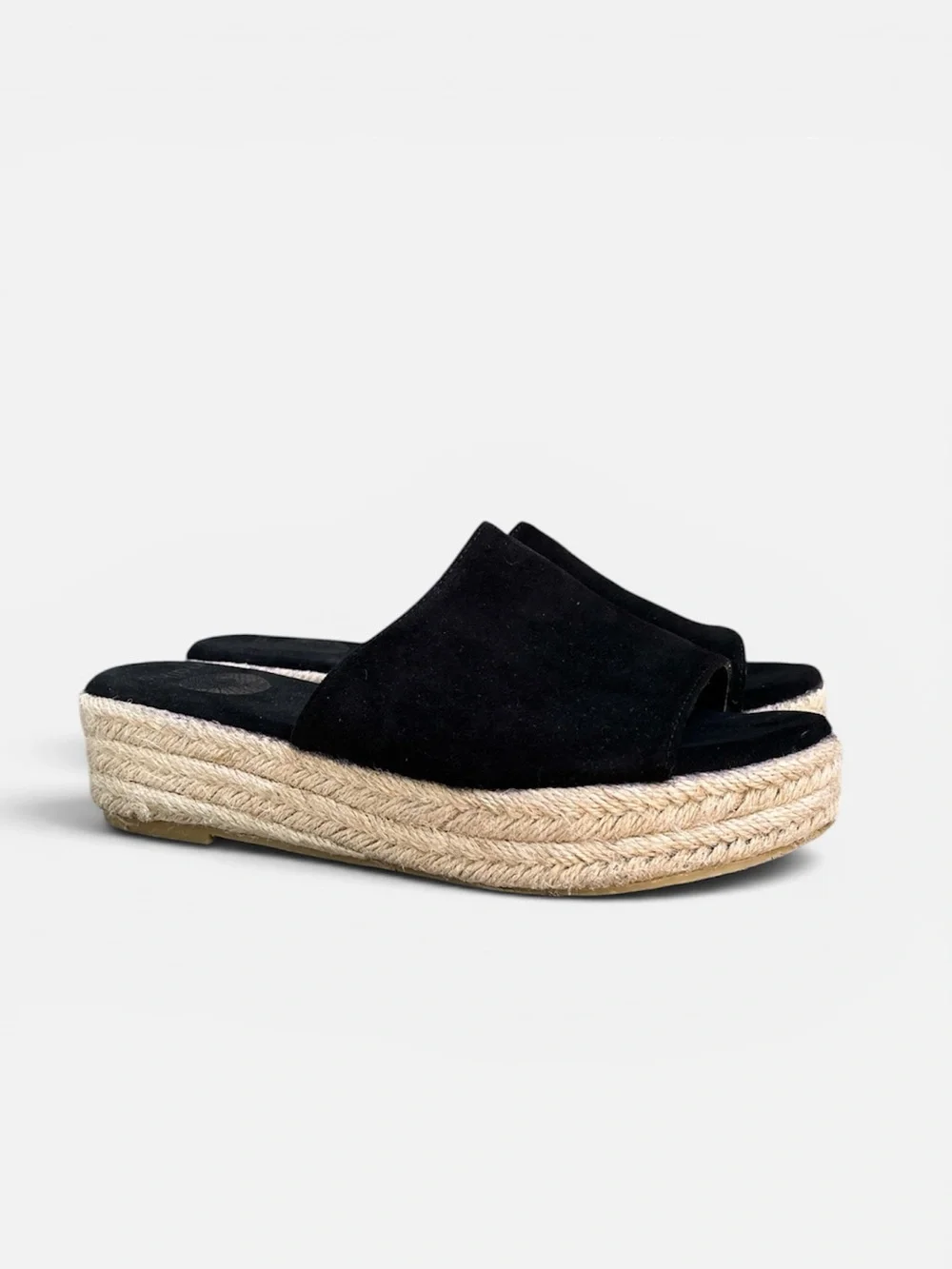 Nalho Espadrille Mule Yoga Mat Slide Sandal in Black Size 8